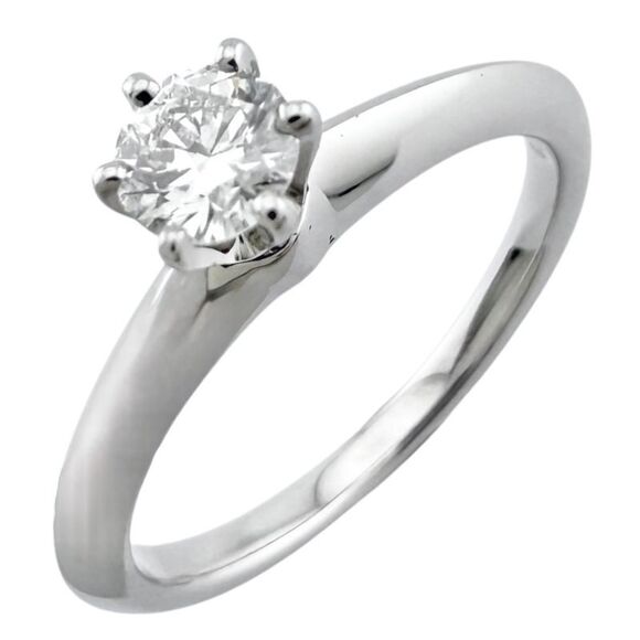 Tiffany & Co Solitaire Ring Size 75 Pt950platinum Diamond Ladies Tiffany & Co